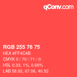 Color code: RGB 255 76 75 | qconv.com