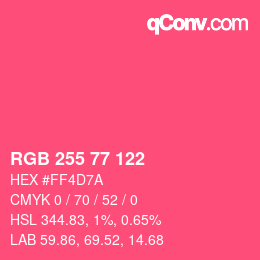 颜色代码: RGB 255 77 122 | qconv.com
