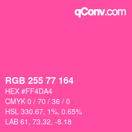 カラーコード: RGB 255 77 164 | qconv.com