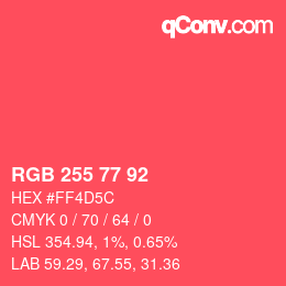 颜色代码: RGB 255 77 92 | qconv.com