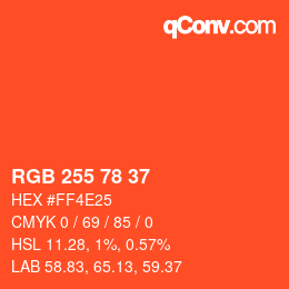 カラーコード: RGB 255 78 37 | qconv.com