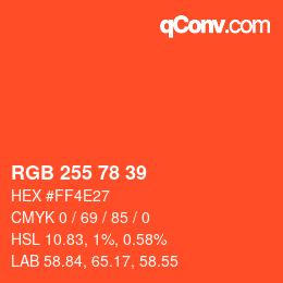 颜色代码: RGB 255 78 39 | qconv.com
