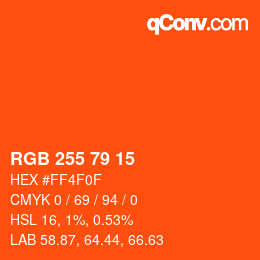 颜色代码: RGB 255 79 15 | qconv.com