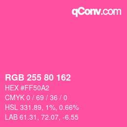 Color code: RGB 255 80 162 | qconv.com
