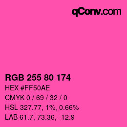 Color code: RGB 255 80 174 | qconv.com