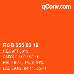 Color code: RGB 255 80 19 | qconv.com