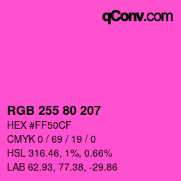 カラーコード: RGB 255 80 207 | qconv.com