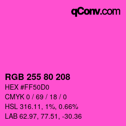 Color code: RGB 255 80 208 | qconv.com