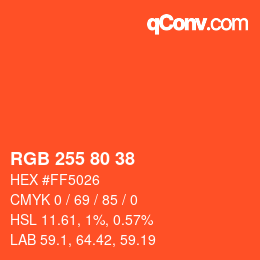 Color code: RGB 255 80 38 | qconv.com