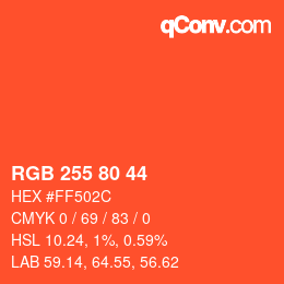 Color code: RGB 255 80 44 | qconv.com