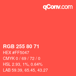 Farbcode: RGB 255 80 71 | qconv.com