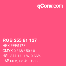 Color code: RGB 255 81 127 | qconv.com