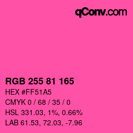 Code couleur: RGB 255 81 165 | qconv.com
