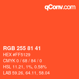 Color code: RGB 255 81 41 | qconv.com