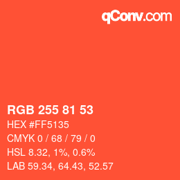 Color code: RGB 255 81 53 | qconv.com