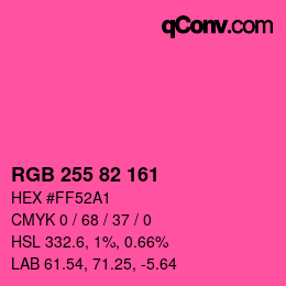 颜色代码: RGB 255 82 161 | qconv.com