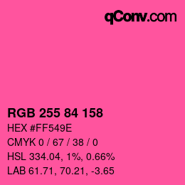 カラーコード: RGB 255 84 158 | qconv.com