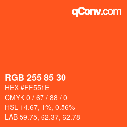 颜色代码: RGB 255 85 30 | qconv.com