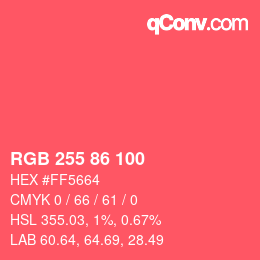 Farbcode: RGB 255 86 100 | qconv.com