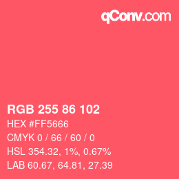 Color code: RGB 255 86 102 | qconv.com