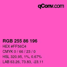 Color code: RGB 255 86 196 | qconv.com