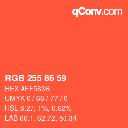 Color code: RGB 255 86 59 | qconv.com