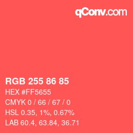 カラーコード: RGB 255 86 85 | qconv.com