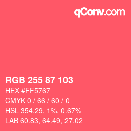 Color code: RGB 255 87 103 | qconv.com