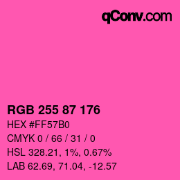 Color code: RGB 255 87 176 | qconv.com