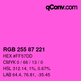 颜色代码: RGB 255 87 221 | qconv.com