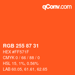 颜色代码: RGB 255 87 31 | qconv.com