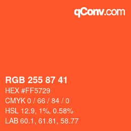 Color code: RGB 255 87 41 | qconv.com