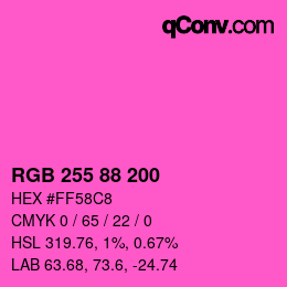 Color code: RGB 255 88 200 | qconv.com