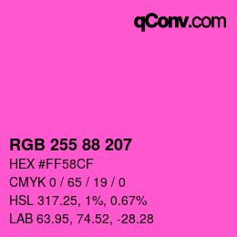 颜色代码: RGB 255 88 207 | qconv.com