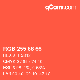 Color code: RGB 255 88 66 | qconv.com