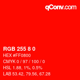 Farbcode: RGB 255 8 0 | qconv.com