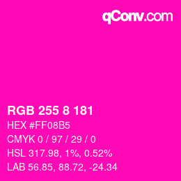 Color code: RGB 255 8 181 | qconv.com