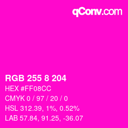 Color code: RGB 255 8 204 | qconv.com