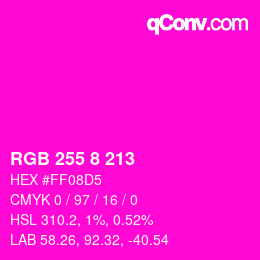 カラーコード: RGB 255 8 213 | qconv.com