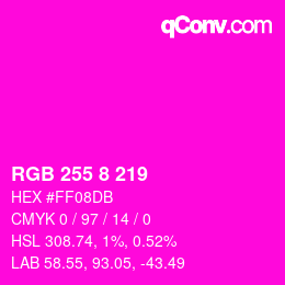 Color code: RGB 255 8 219 | qconv.com