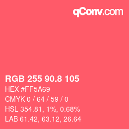 カラーコード: RGB 255 90.8 105 | qconv.com