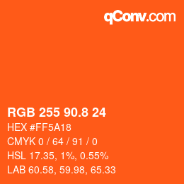 カラーコード: RGB 255 90.8 24 | qconv.com
