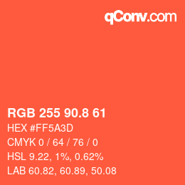 Color code: RGB 255 90.8 61 | qconv.com