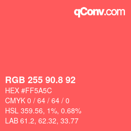 カラーコード: RGB 255 90.8 92 | qconv.com