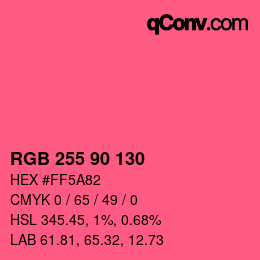 Color code: RGB 255 90 130 | qconv.com