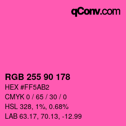 颜色代码: RGB 255 90 178 | qconv.com