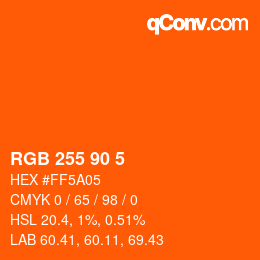 カラーコード: RGB 255 90 5 | qconv.com