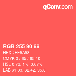颜色代码: RGB 255 90 88 | qconv.com