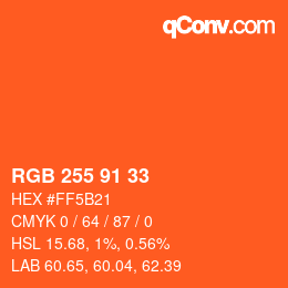 Color code: RGB 255 91 33 | qconv.com