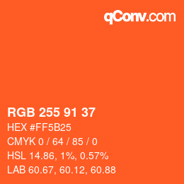 Color code: RGB 255 91 37 | qconv.com